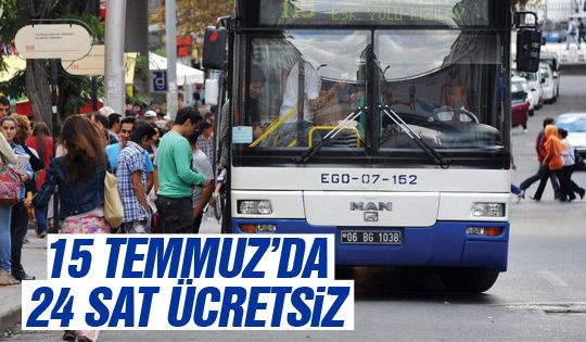 EGO otobüsleri 24 saat ücretsiz